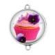 Connecteur Cabochon Argent - cup cake