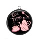 Pendentif Cabochon Argent - tea time