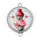 Connecteur Cabochon Argent - cup cake
