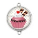 Connecteur Cabochon Argent - cup cake