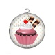 Pendentif Cabochon Argent - cup cake