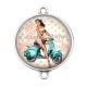 Connecteur Cabochon Argent - vespa et pin up