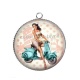 Pendentif Cabochon Argent - vespa et pin up
