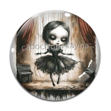 Cabochon Verre - fille gotique