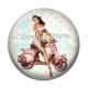 Cabochon Résine - vespa et pin up