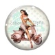 Cabochon Verre - vespa et pin up