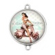 Connecteur Cabochon Argent - vespa et pin up