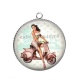 Pendentif Cabochon Argent - vespa et pin up