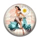 Cabochon Résine - vespa et pin up