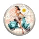 Cabochon Verre - vespa et pin up