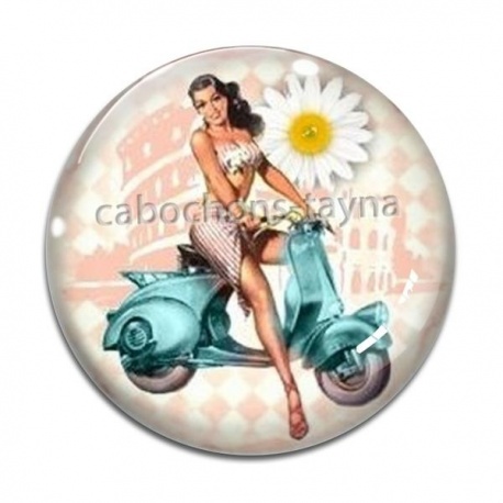 Cabochon Verre - vespa et pin up