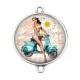 Connecteur Cabochon Argent - vespa et pin up