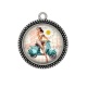 Pendentif Cabochon Argent - vespa et pin up
