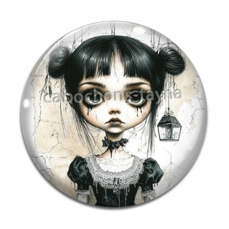 Cabochon Verre - fille gotique