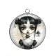 Pendentif Cabochon Argent - fille gotique