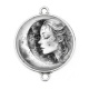 Connecteur Cabochon Argent - lune femme