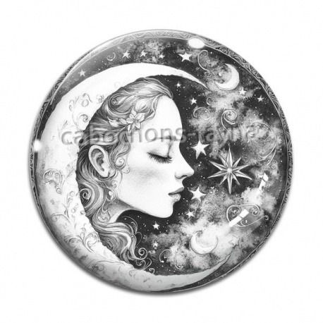 Cabochon Verre - lune femme