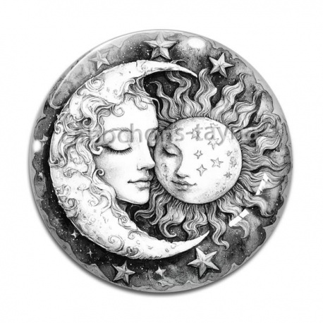 Cabochon Verre - lune soleil