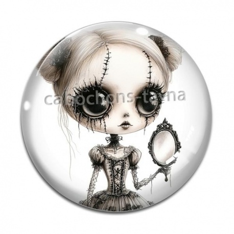 Cabochon Verre - fille gotique
