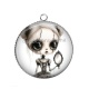 Pendentif Cabochon Argent - fille gotique