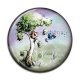 Cabochon Résine - arbre et oiseau