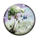 Cabochon Verre - arbre et oiseau