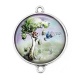 Connecteur Cabochon Argent - arbre et oiseau