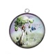 Pendentif Cabochon Argent - arbre et oiseau