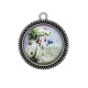 Pendentif Cabochon Argent - arbre et oiseau