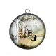 Pendentif Cabochon Argent - chat noir