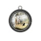 Pendentif Cabochon Argent - chat noir