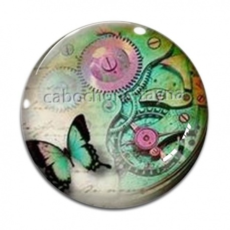 Cabochon Verre - papillon Steampunk