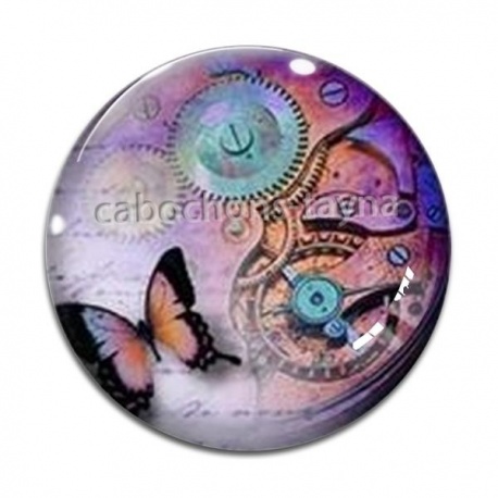Cabochon Verre - papillon Steampunk
