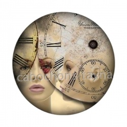 femme Steampunk- Cabochon ovale en verre ou résine