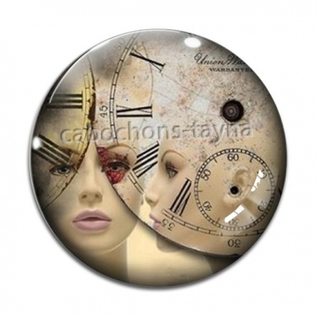 Cabochon Verre - femme Steampunk