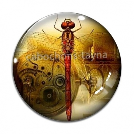 Cabochon Verre - libellule Steampunk