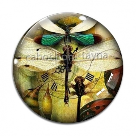 Cabochon Verre - libellule Steampunk