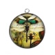 Pendentif Cabochon Argent - libellule Steampunk