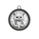 Pendentif Cabochon Argent - chat tasse