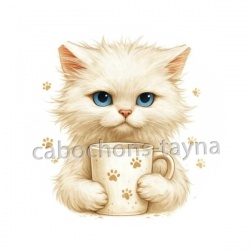 chat tasse blanc