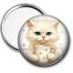 Miroir de poche - chat tasse blanc