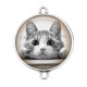 Connecteur Cabochon Argent - chat