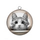 Pendentif Cabochon Argent - chat