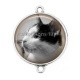 Connecteur Cabochon Argent - chat