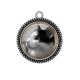 Pendentif Cabochon Argent - chat