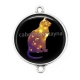 Connecteur Cabochon Argent - chat