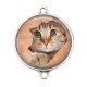 Connecteur Cabochon Argent - chat