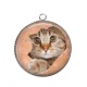 Pendentif Cabochon Argent - chat