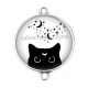 Connecteur Cabochon Argent - chat