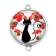 Connecteur Cabochon Argent - chat